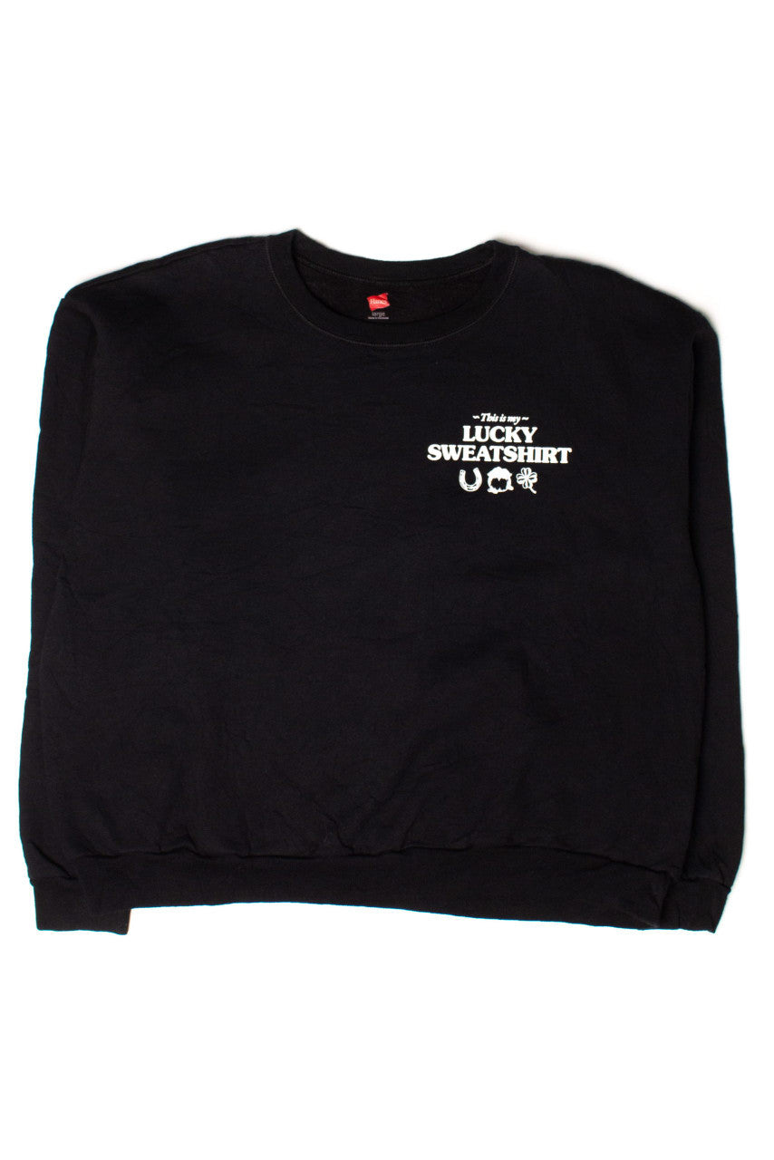 Ragstock Original Screen Print Black Lucky Sweatshirt (L)