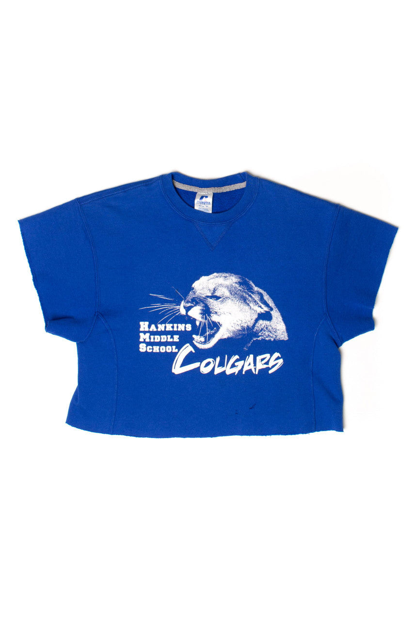 Hankins Middle School Cougars Cropped Sleeveless Sweatshirt (2000s)