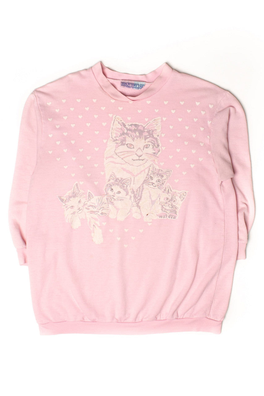 Vintage Pink Kittens Sweatshirt (1980s)