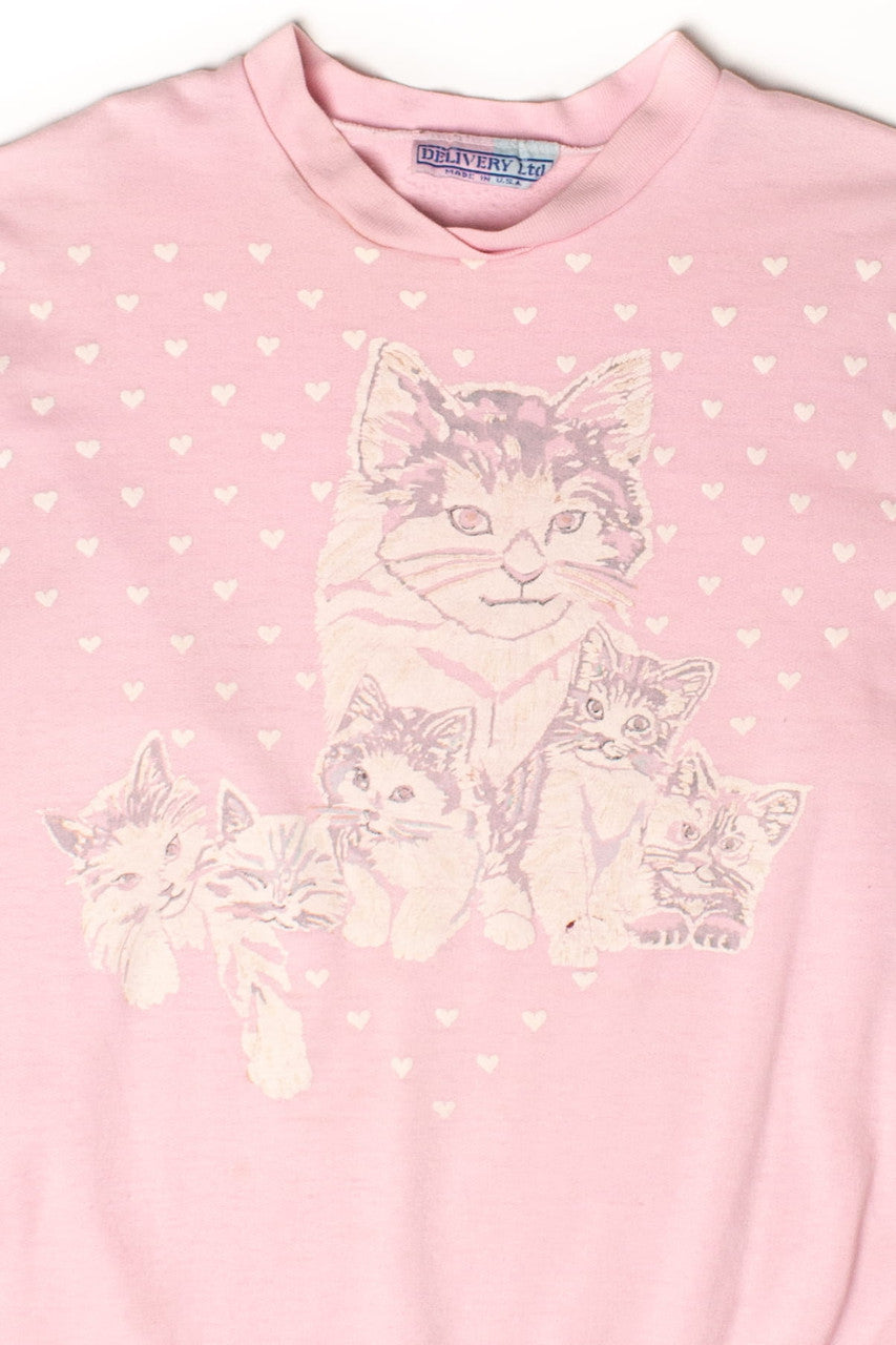 Vintage Pink Kittens Sweatshirt (1980s)