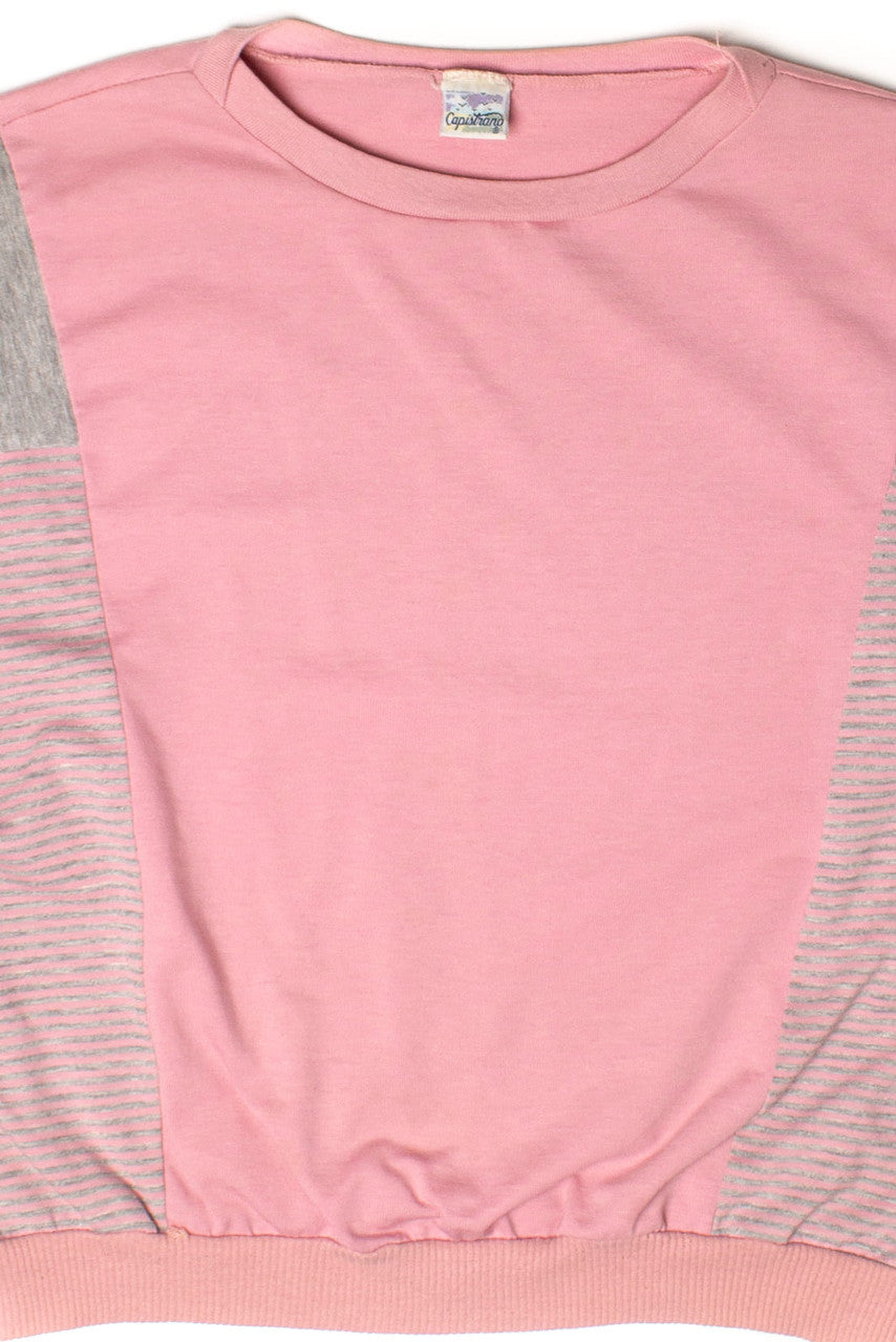 Vintage Pink & Gray 3/4 Sleeve Sweatshirt (1980s)