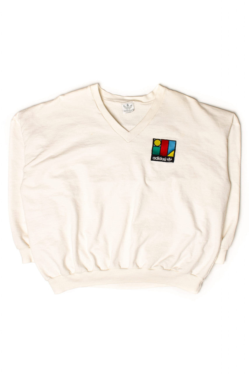 Vintage Abstract Adidas V-Neck Sweatshirt (1990s)