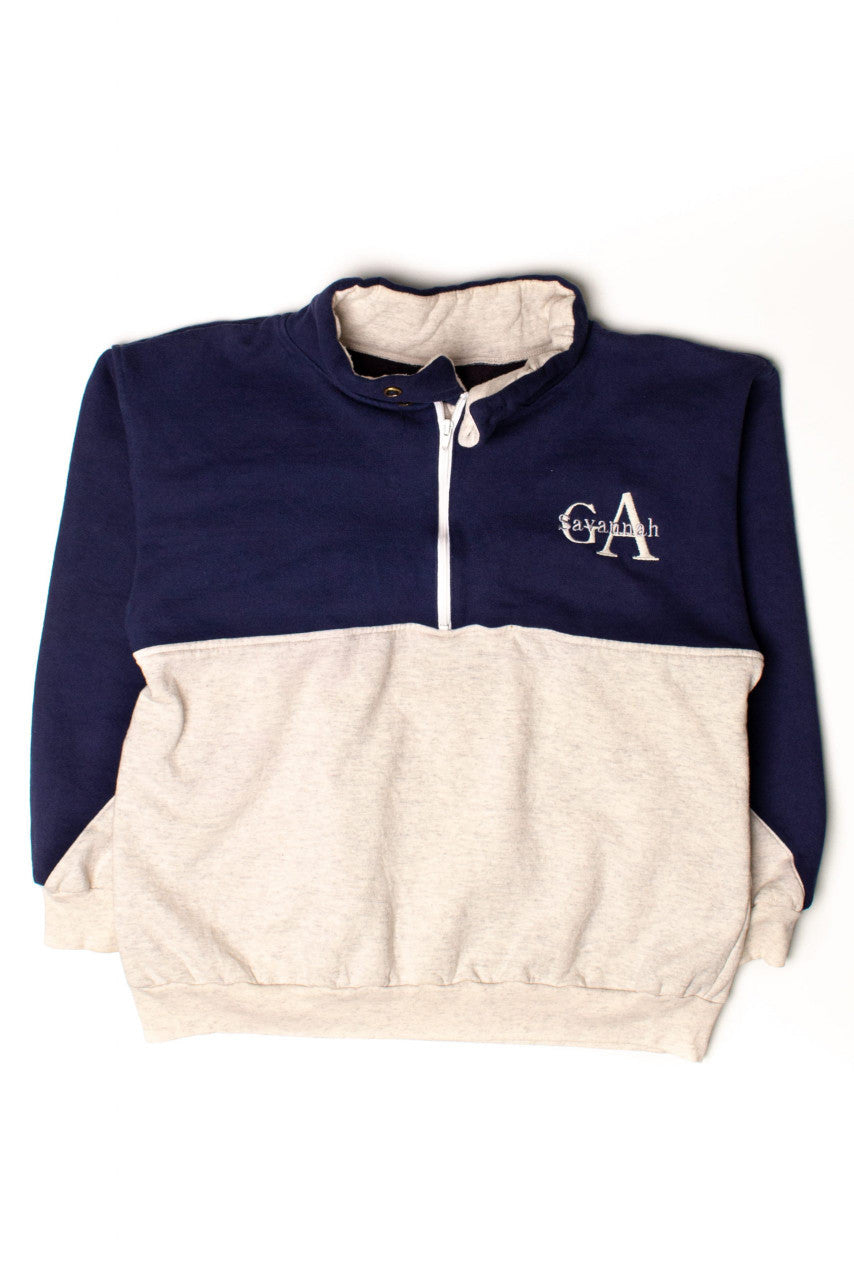 Vintage Savannah, GA Zipper Collared Sweatshirt (1990s)