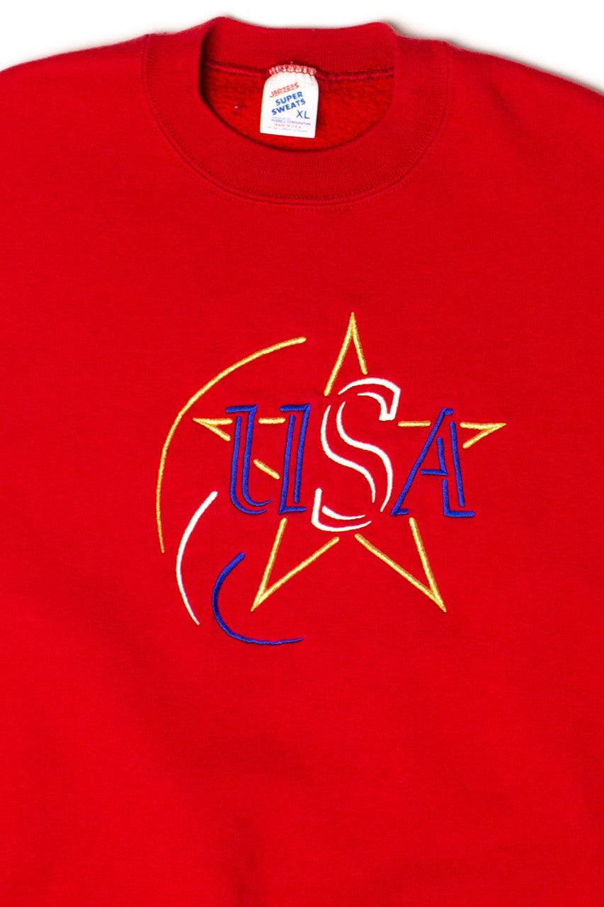 Vintage Embroidered USA Star Sweatshirt (1990s)