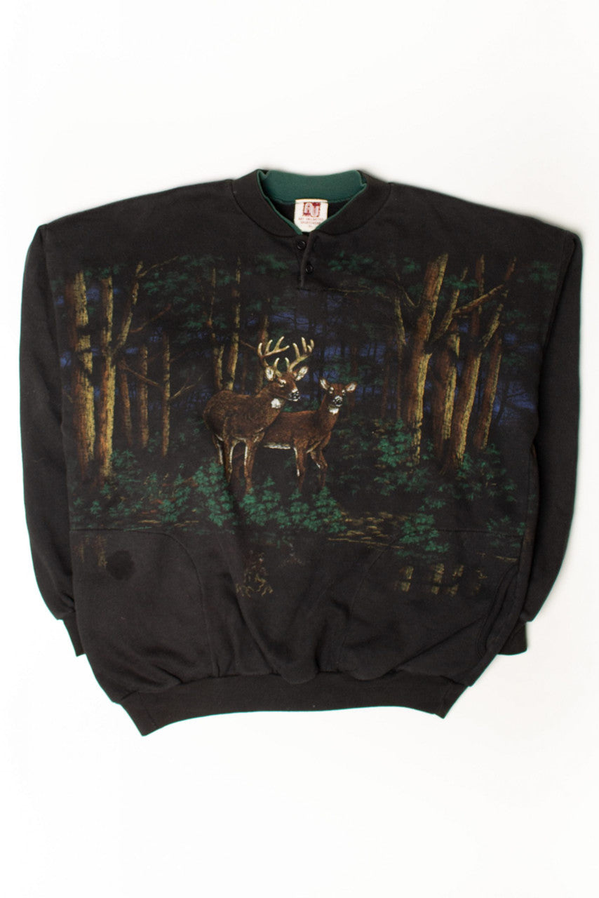 Vintage Night Deer All Over Graphic Sweatshirt (1990s)