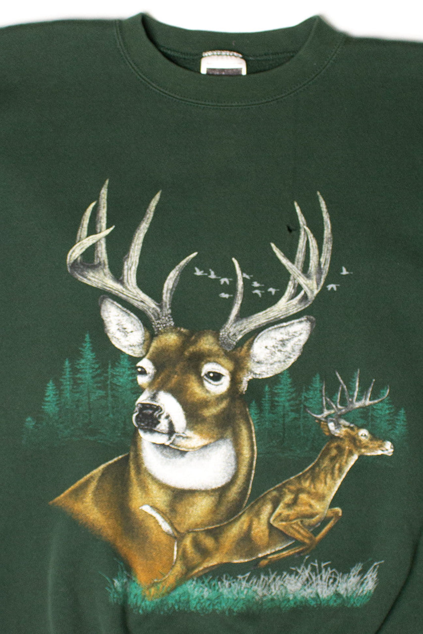 Vintage Green Deer Sweatshirt (1990s)