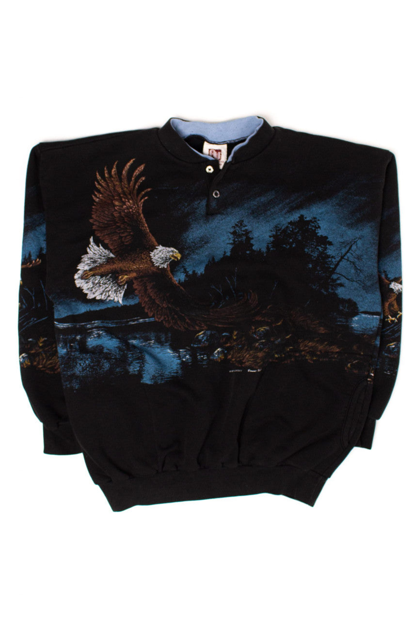 Vintage Bald Eagle Night Landscape Sweatshirt (1990s)