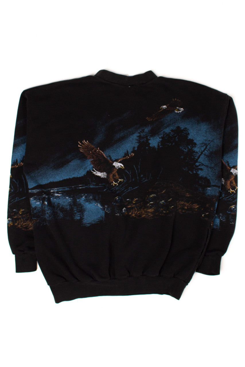 Vintage Bald Eagle Night Landscape Sweatshirt (1990s)
