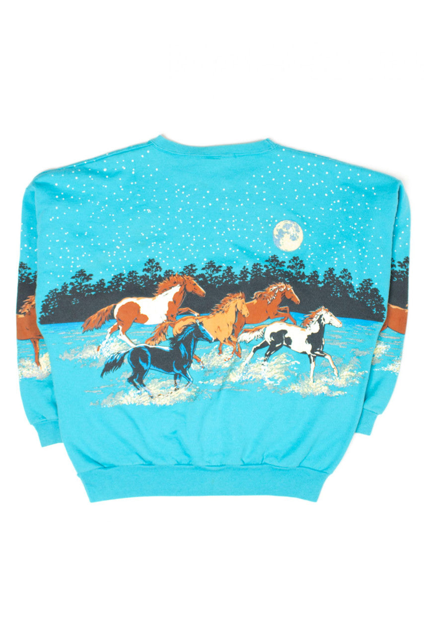 Vintage Oklahoma Horses All Over Graphic Sweatshirt (1990s)