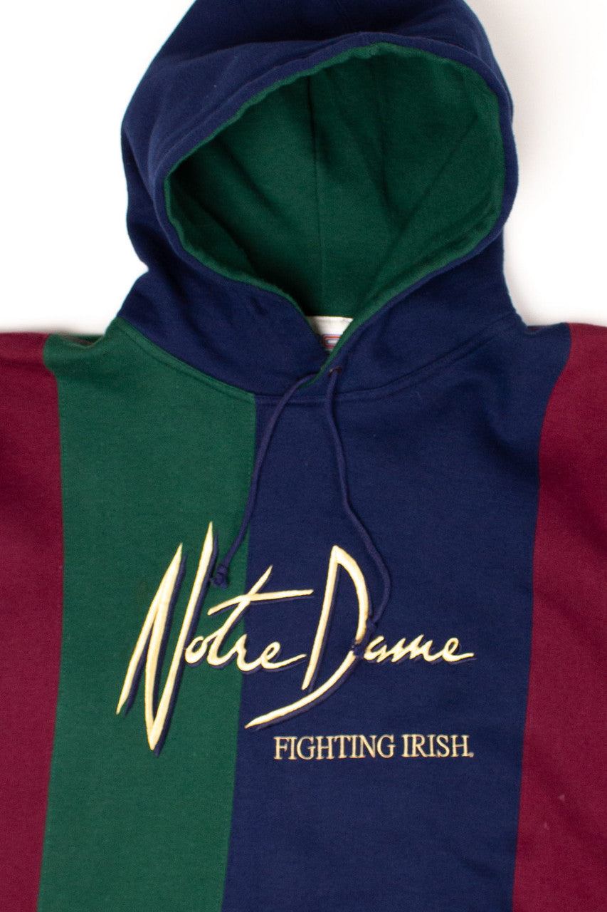 Vintage Notre Dame Color Block Hoodie (1990s)