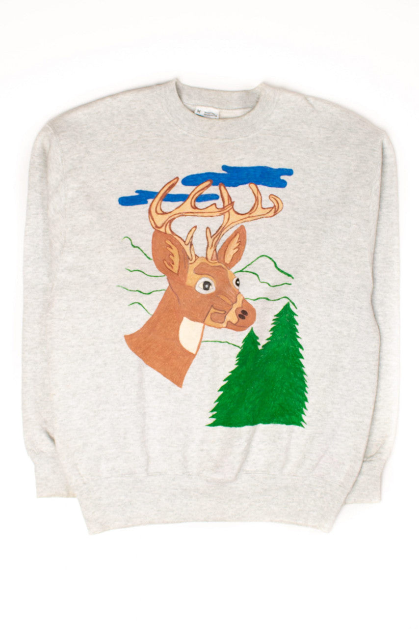 Vintage Hand Drawn Deer Sweatshirt (1990s)