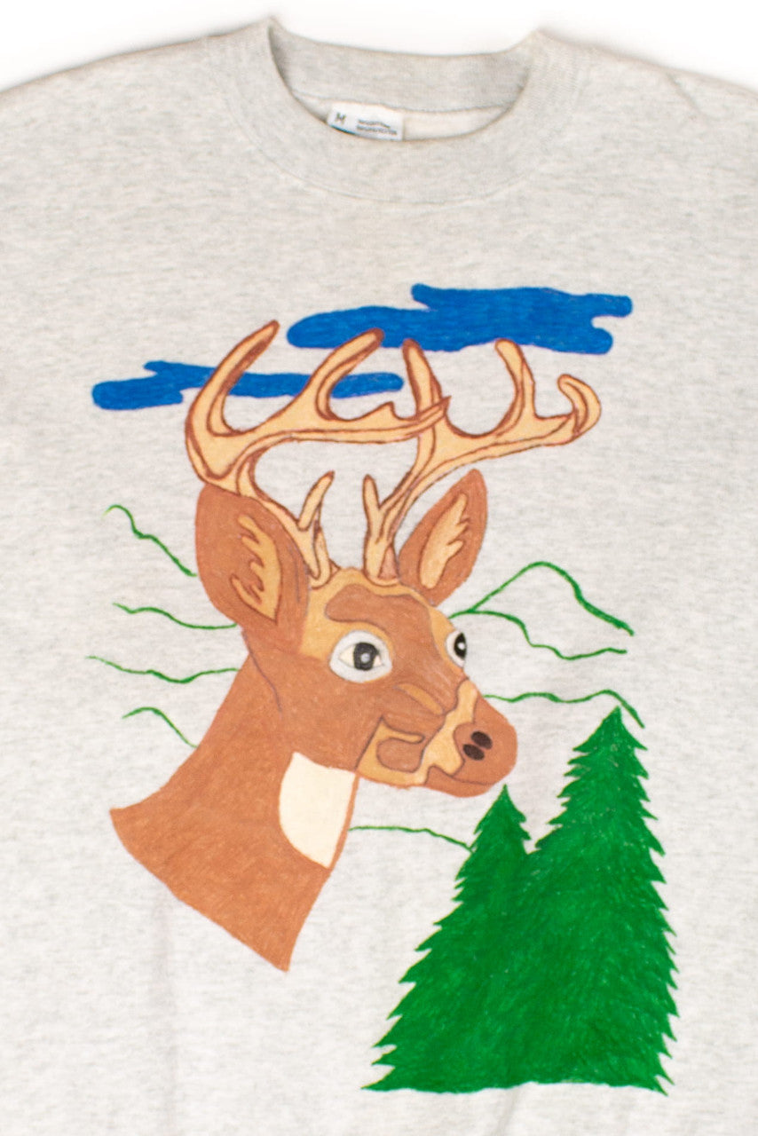 Vintage Hand Drawn Deer Sweatshirt (1990s)