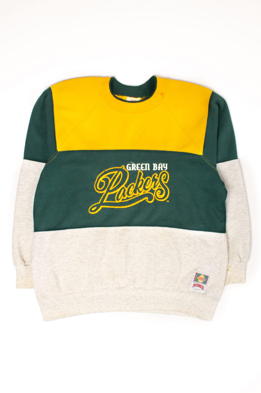 Vintage Color Block Green Bay Packers Sweatshirt (1990s)
