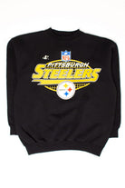 Vintage Black Pittsburgh Steelers Script Logo Sweatshirt (1990s)