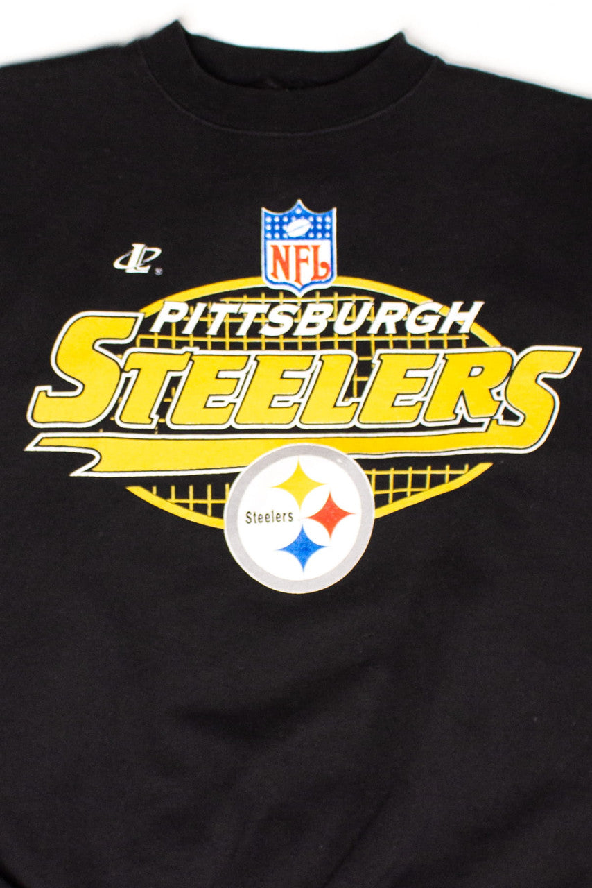 Vintage Black Pittsburgh Steelers Script Logo Sweatshirt (1990s)