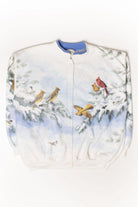 Vintage Winter Birds Button Up Sweatshirt (1990s)
