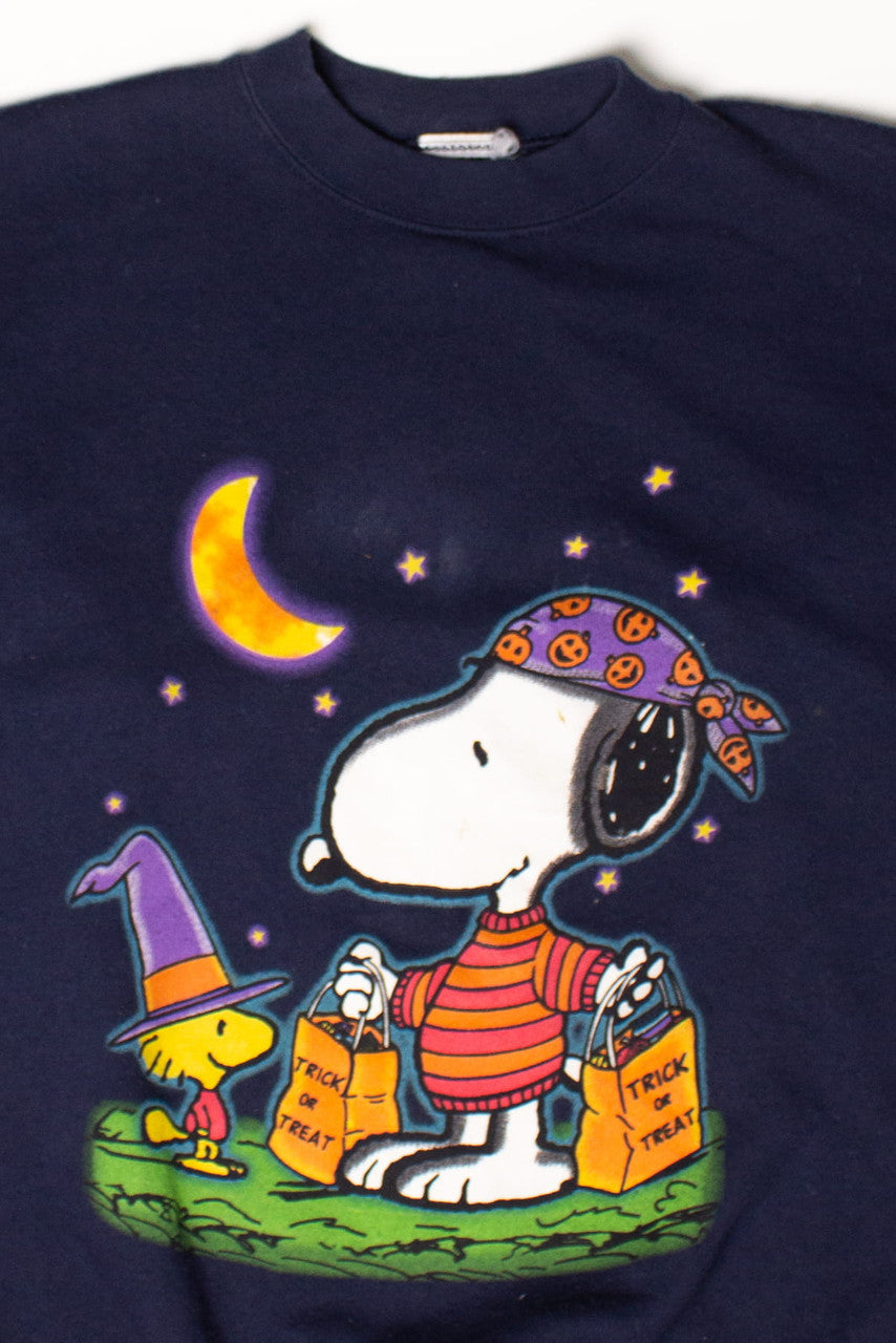 Vintage Snoopy & Woodstock Trick Or Treat Sweatshirt (1990s) 1