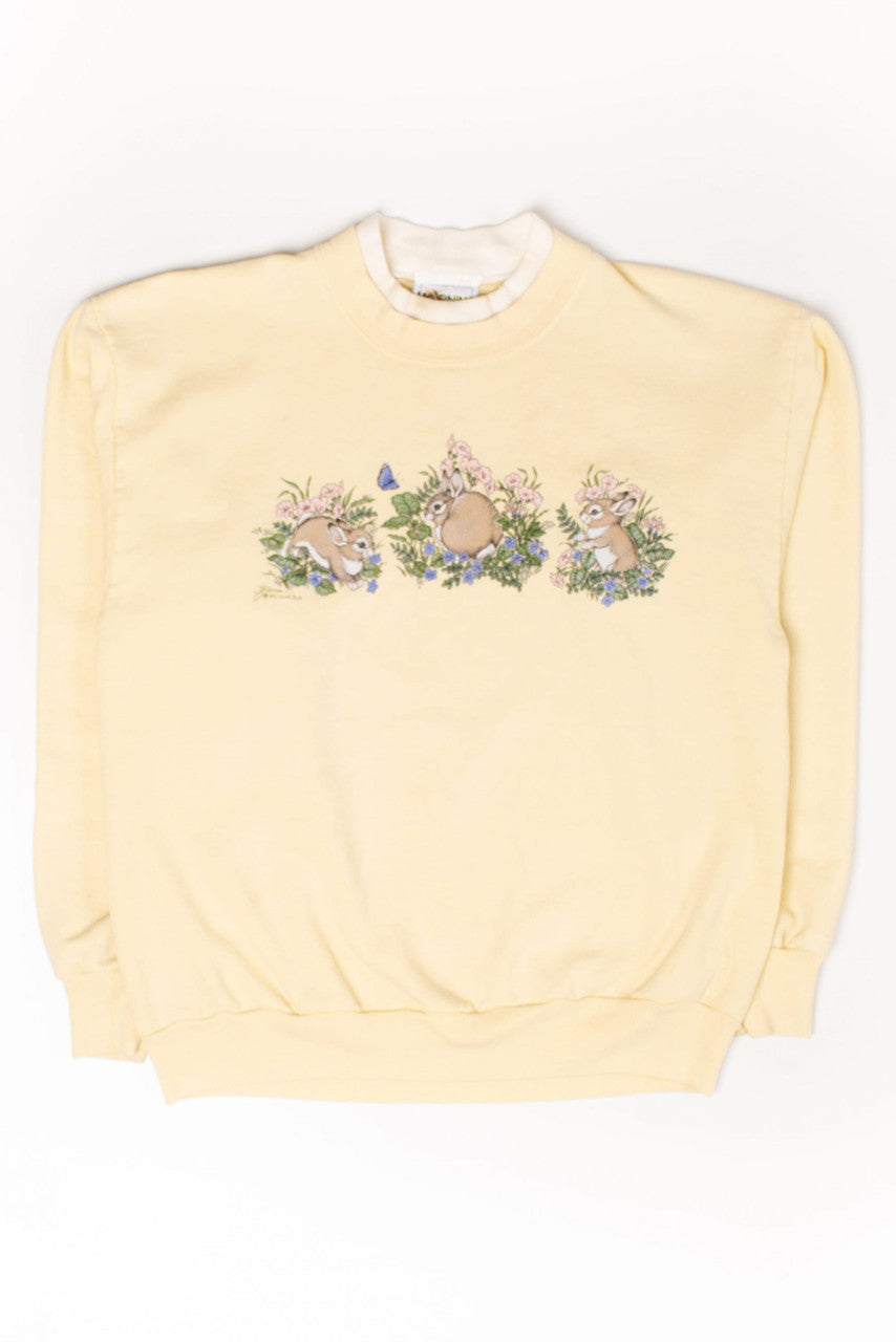 Vintage Yellow Floral Bunnies Sweatshirt (1990s)