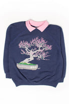 Vintage Bonsai Tree Pink Collared Sweatshirt (1990s)