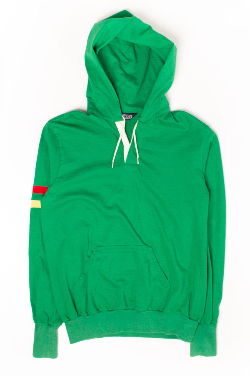 Vintage Green Striped Lands' End Hoodie (1990s)