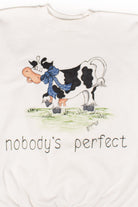 Vintage Homemade 'Nobody's Perfect' Cow Sweatshirt