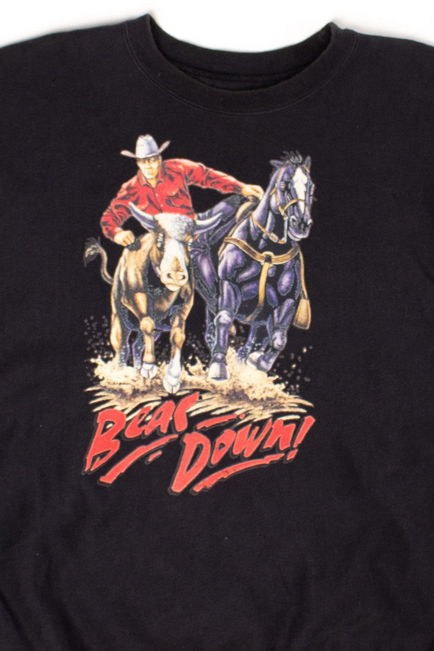 Vintage 'Bear Down!' Cowboy Sweatshirt (1990s)