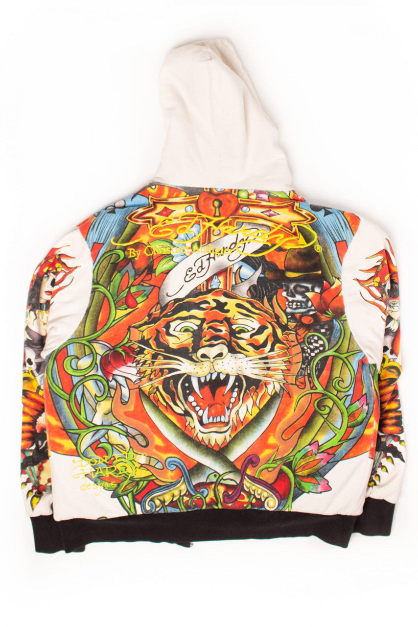 Ed Hardy Tiger Faux-Fur-Lined Hoodie