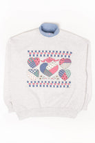 Vintage Patchwork Hearts Turtleneck Sweatshirt (1990s)