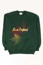 Vintage Embroidered New England Fall Leaves Sweatshirt (M, 1990s)