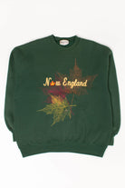 Vintage Embroidered New England Fall Leaves Sweatshirt (L, 1990s)
