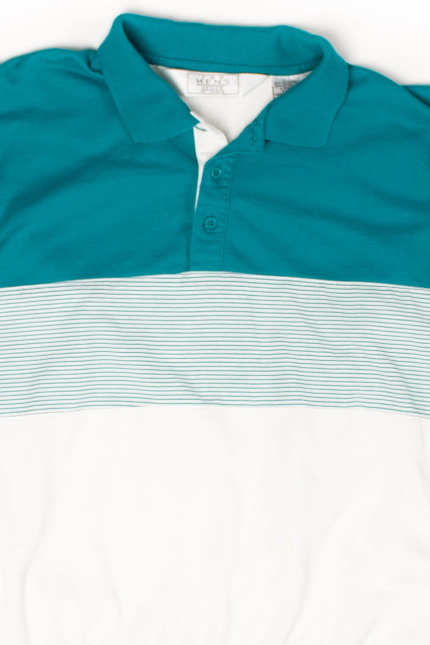 Vintage Teal Color Block Polo Sweatshirt (1990s)