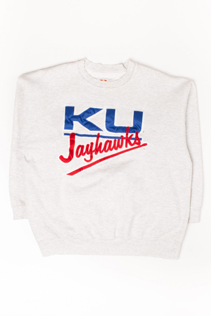 Vintage KU Jayhawks Embroidered Sweatshirt (1990s)