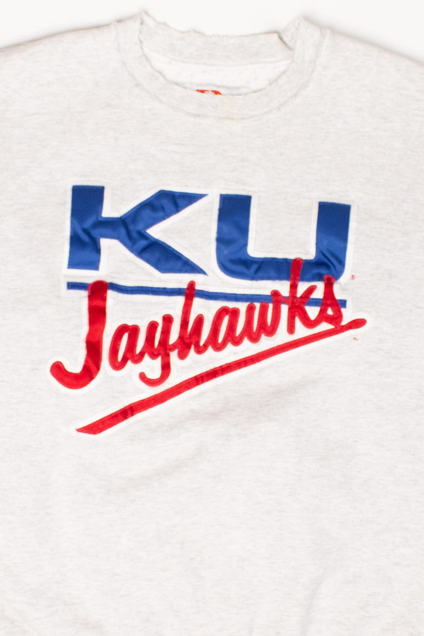 Vintage KU Jayhawks Embroidered Sweatshirt (1990s)