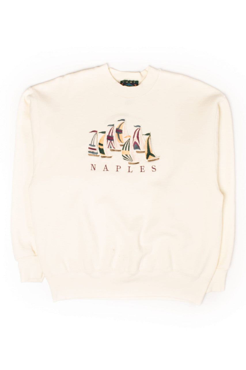 Vintage Naples Sailboats Embroidered Sweatshirt (1990s)