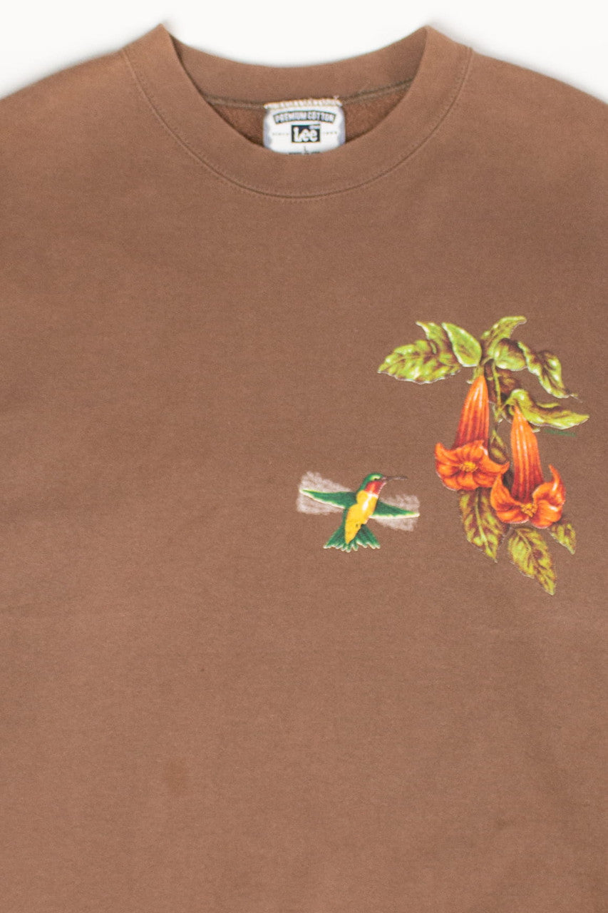 Vintage Hummingbird Flowers Sweatshirt (1990s)