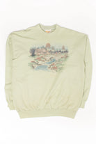 Vintage Creek Bridge Painting Sweatshirt (1990s)