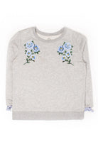 Gray Embroidered Flowers Sweatshirt