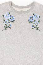 Gray Embroidered Flowers Sweatshirt