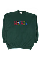 Vintage Green Embroidered Mickey Mouse Sweatshirt (1990s)