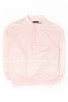 Vintage Pink Textured Stripe Quarter Zip Sweatshirt (1990s)