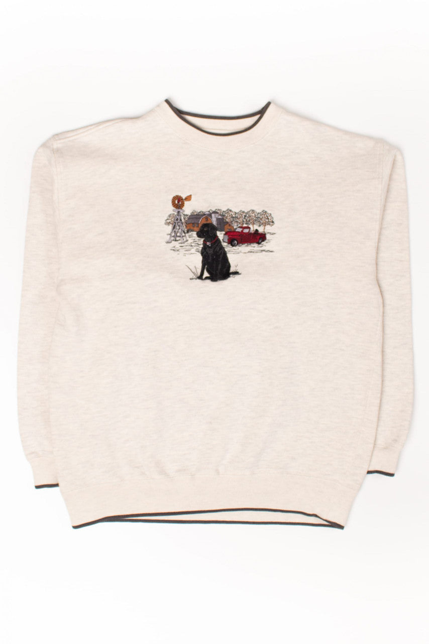 Vintage Embroidered Dog On The Farm Sweatshirt (1990s)