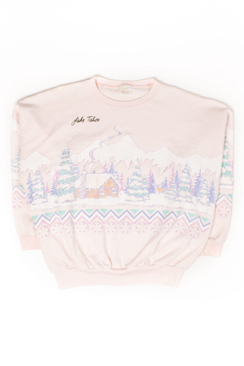 Vintage Lake Tahoe All Over Graphic Sweatshirt (1980s)