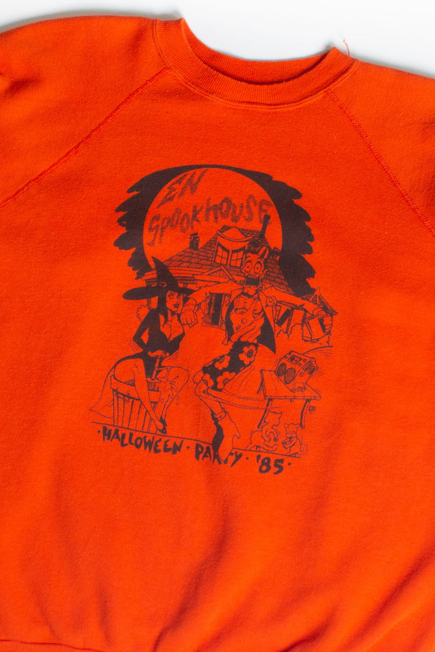 Vintage Spookhouse Halloween Party Sweatshirt (1985)