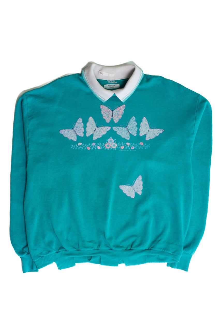 Vintage Collared Butterflies Sweatshirt (1990s)