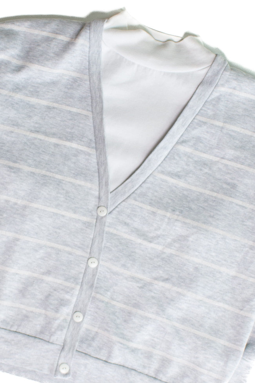 Vintage Striped Faux Cardigan Sweatshirt (1980s)