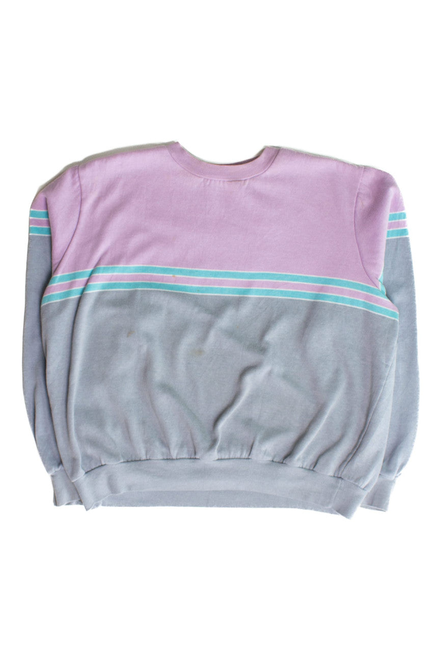 Vintage Lavender & Teal Striped Sweatshirt (1980s)