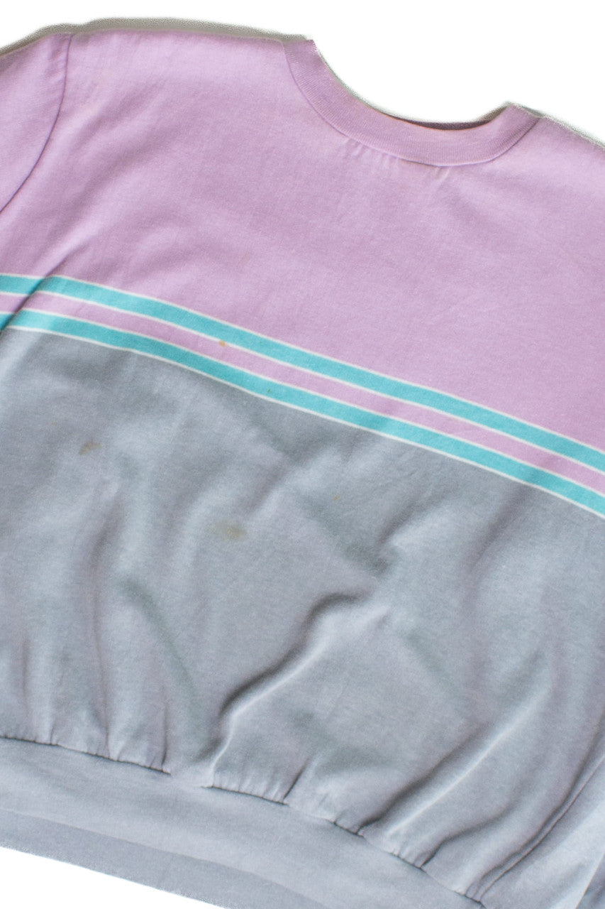 Vintage Lavender & Teal Striped Sweatshirt (1980s)