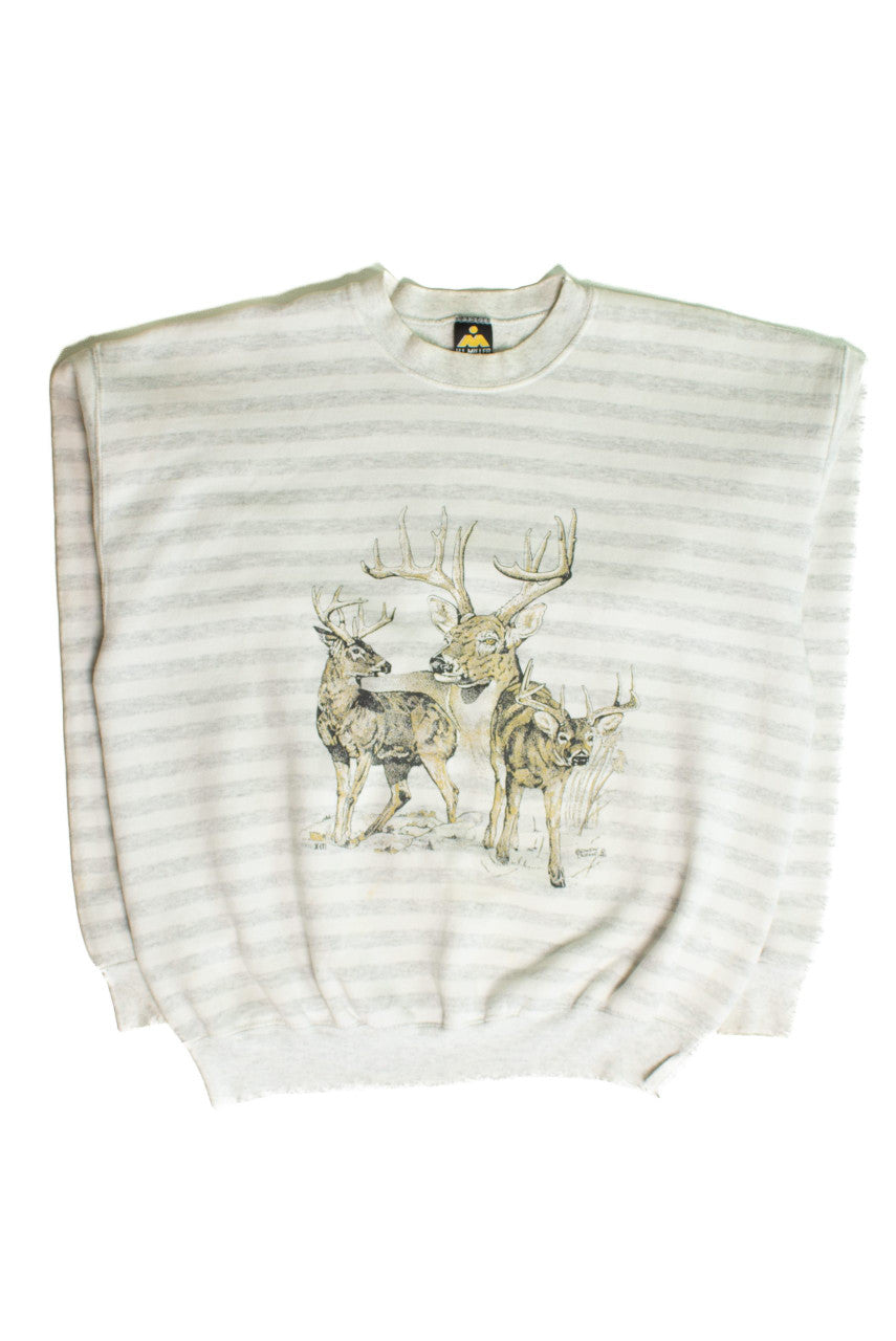 Vintage Deer Striped Sweatshirt (1992)