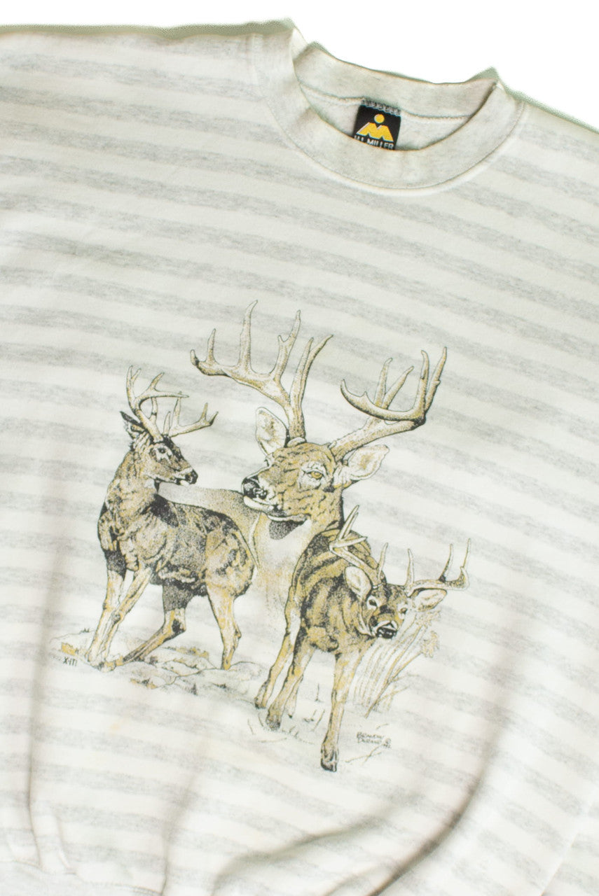 Vintage Deer Striped Sweatshirt (1992)