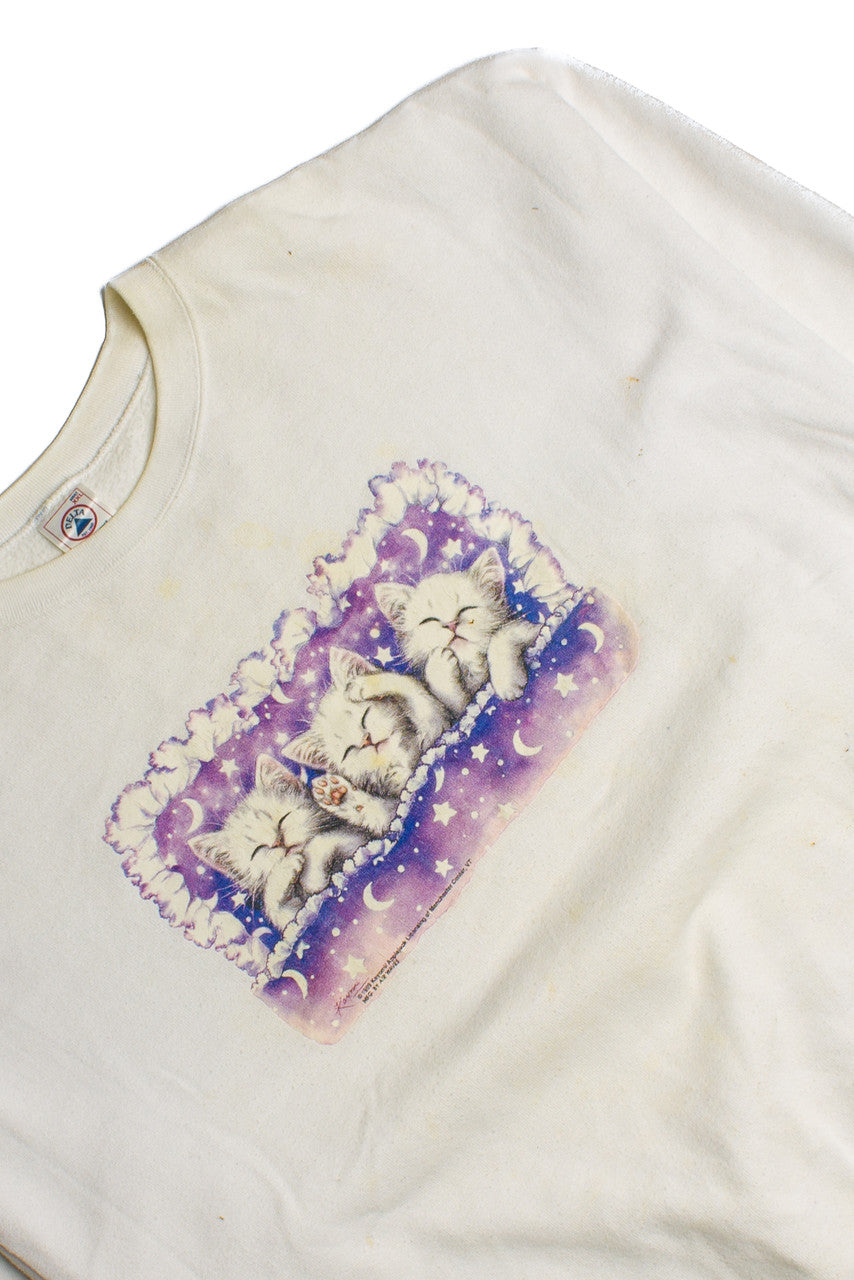Vintage Sleepy Galaxy Cats Sweatshirt (1990s)